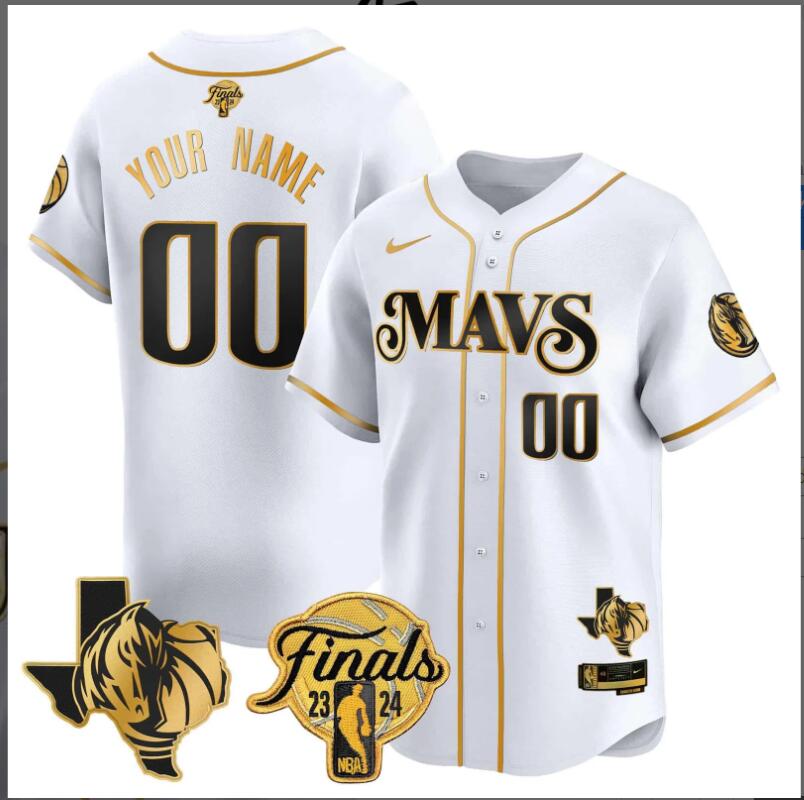 Men Dallas Mavericks 2024 Finals Texas Patch Baseball Custom white Jersey->customized nfl jersey->Custom Jersey